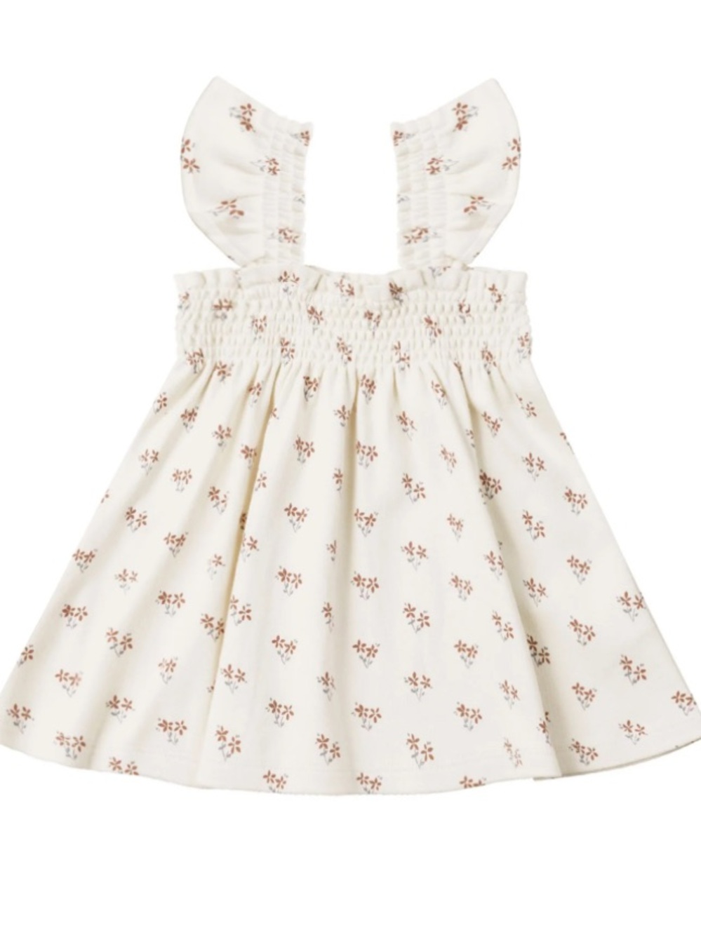 Quincy Mae | Cream Dress with Bloomers | Petite Rust Floral Print | 18-24M